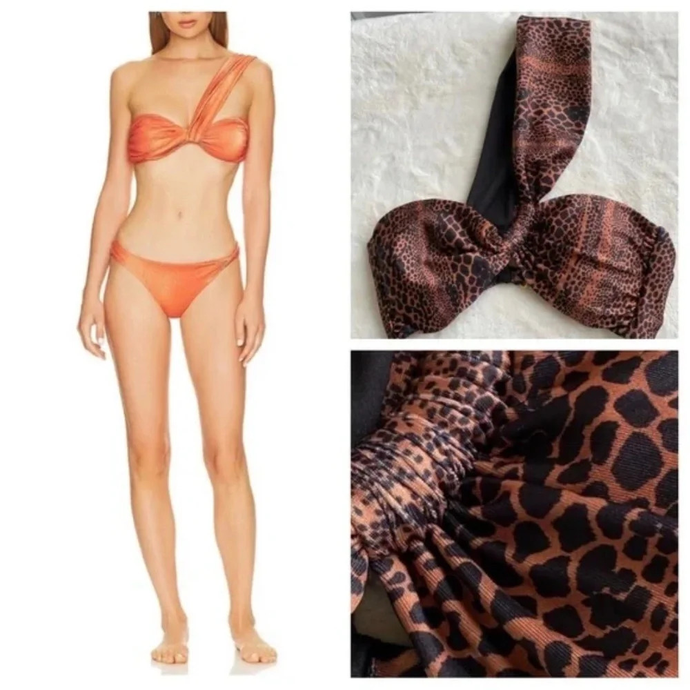 New! Baobab maple brown black animal print bikini top 2866